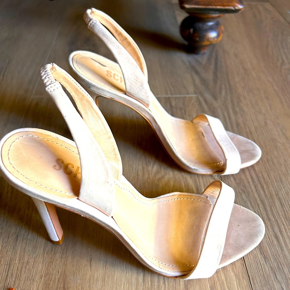 SCHUTZ Nude Strappy Luriane Nappa Leather Heels sz 6